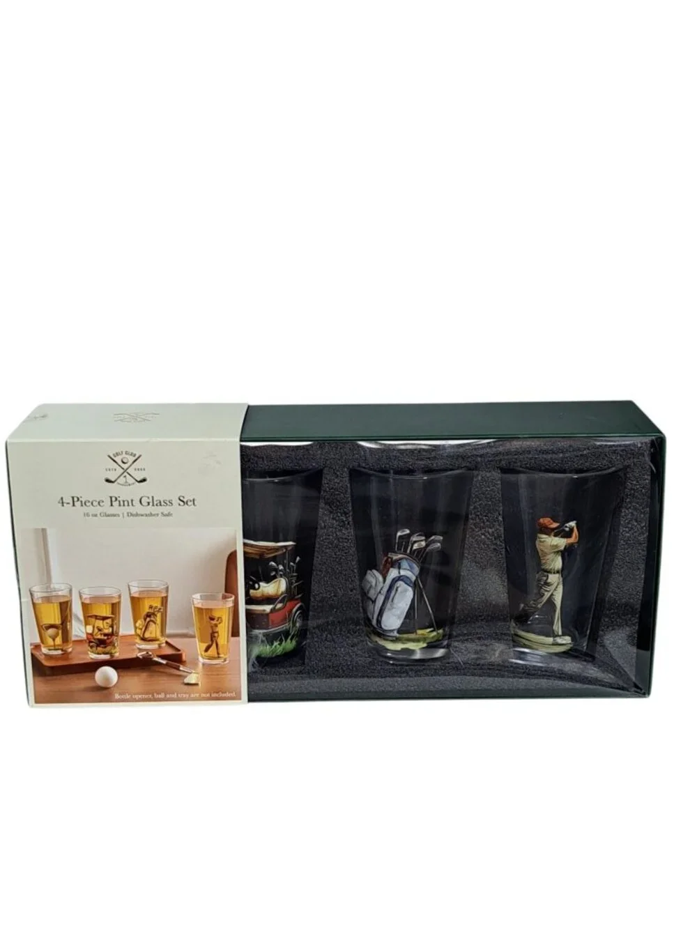 Golf Club 4-Piece Pint Glass Set 16.oz Novelty Glass Cups